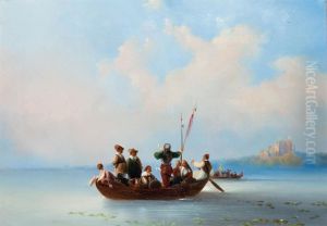 Soldiers In A Boat Leaving A Fort