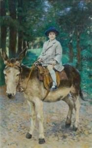 Petite Fille Sur Un Ane by Pierre Nilouss