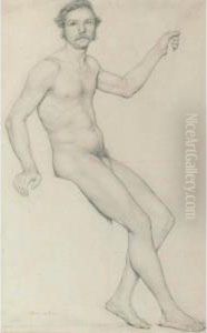 Study Of A Male Nude; With Additional Sketch On The Reverse by Friedrich Christoph Nilson
