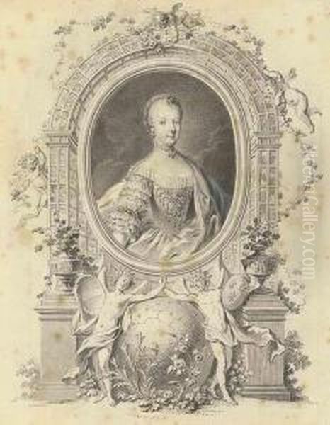 Portrait Of Queen Marie-antoinette In A Fictive Frame, Surroundedby An Arbour And With Allegorical Figures Of Germania And Galliaunited Below - view 1