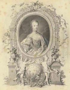 Portrait Of Queen Marie-antoinette In A Fictive Frame, Surroundedby An Arbour And With Allegorical Figures Of Germania And Galliaunited Below