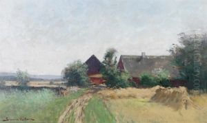Landskap Med Hus Vid Landsvag