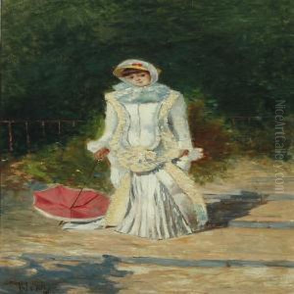 A Young Woman With Parasol - view 1