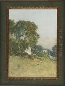 Sheep Grazing On A Hillside Pasture by Pollok Sinclair Nisbet