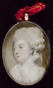 An Unfinished Portrait Of A Lady, Facing To The Left, Wearing White Robes, Her Hair Curled And Powdered by James Nixon