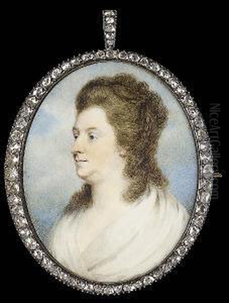A Lady, Wearing White Fichu, Her Brown Hair Upswept And Held With A Plait - view 1