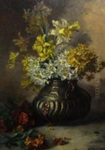 Daffodils And Narcissi In An Urn by Helene Noack