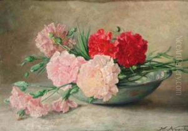 Carnations In A Bowl; And Pansies In A Bowl - view 1