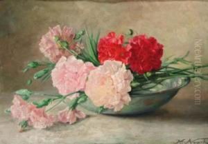 Carnations In A Bowl; And Pansies In A Bowl by Helene Noack