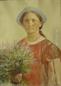 Portrait Von Der Tochter Des Kunstlers by Jacob Nobbe
