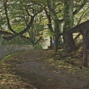 Fall Scenery With Roadsidetrees by Jacob Nobbe