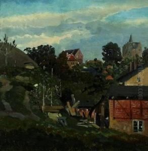 Dorfansicht Mit Wehrkirche by Jacob Nobbe