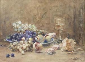 Natureza Morta Com Frutos, Flores E Copo by Auguste Michel Nobillet