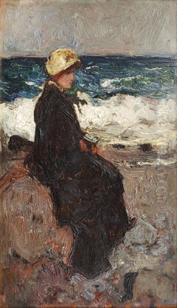 Young Woman Looking Out To Sea - view 1