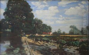 Figures By A Mill Stream by Robert Noble