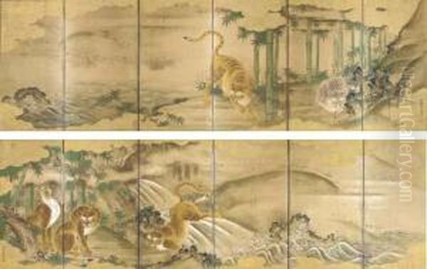 Tigers And Leopards In A Bamboo Grove - view 1