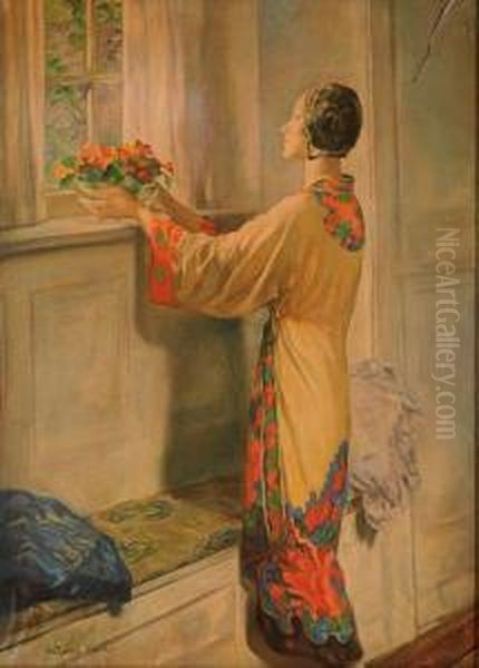 Donna Con Vaso Di Fiori - view 1