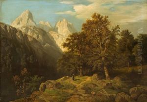 Veduta Del Passo Sella Con Figura by Wilhelm Theodor Nocken