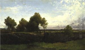 Shepherd And His Sheep At Rest by Charles Node-Veran