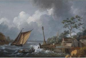 Harbour Scene With Stormy Weather by Noel, Alexandre Jean