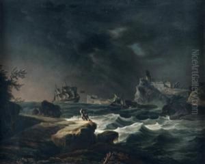 Bateau Sur Les Cotes Portugaises Sous Un Temps Gris
