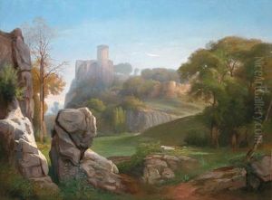 Romantische Flusslandschaft Signiert Und Undeutlich Datiert Gustav Noel