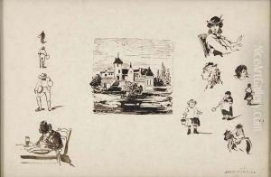 Chateau En Bretagne Et Etudes De Personnages by Jules Noel
