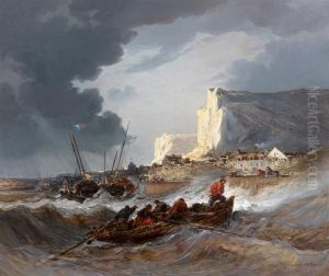 Pecheurs Aux Abords Des Falaises Du Pays De Caux