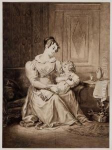 Portrait Of A Mother And Child by Leon Noel