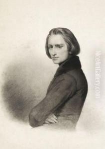 Portrait De Franz Liszt, D'apres Ary Scheffer by Leon Noel