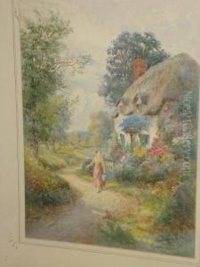 Maid On A Lane Before A Cottage Garden by Thomas Noelsmith
