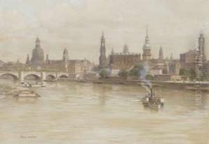 Ansicht Von Dresden Mit Schaufelraddampfer