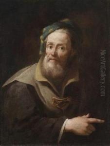 A Bearded Man With Oriental Headdress by Giuseppe Nogari