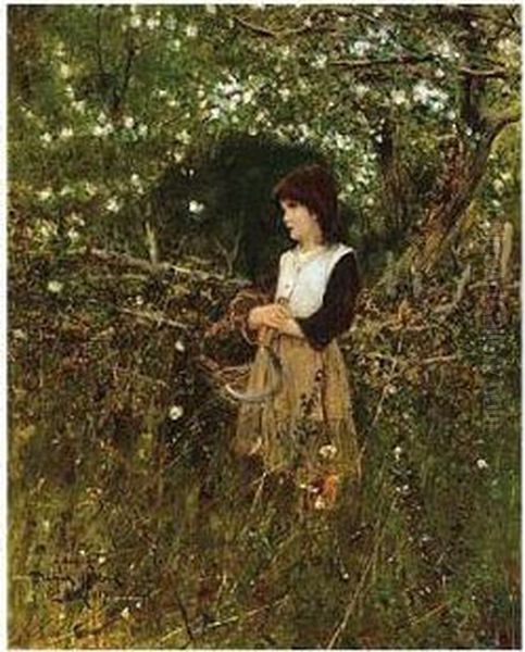 The Farmgirl, Signed, Dedicated And Dated 1887, Oil On Panel, 45 X 36 Cm.; 17 1/2 X 14 1/4 In - view 1
