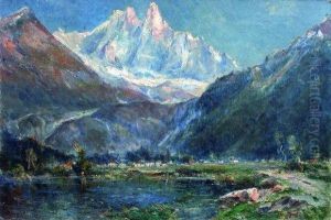 Les Drus Depuis Le Village < Les Bois > by Emile Noirot