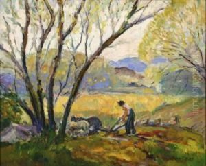 Farmer Plowing A Field by John Thomas Nolf