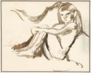 Knabenakt Auf Sofa by Franz Nolken