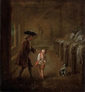 A Stable Interior With A Gentleman And A Boy by Joseph Francis Nollekens
