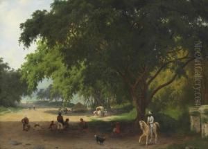 A Wooded Landcape With Man On Horseback by Gijsberus Nonus Op Ten Noort