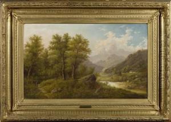 Stream In Mountains With Peasant Girls - view 1