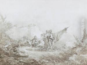 Scena Z Wojownikami by Jean-Pierre Norblin De La Gourdaine