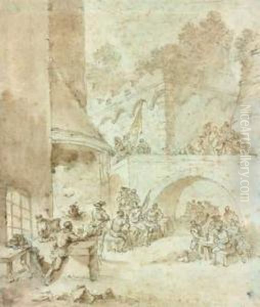 Soldats Et Musiciens Dans La Cour D'un Chateau Anime - view 1