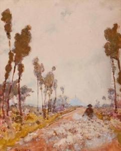 The Road From Pontorson To Mont Saint. Michel, Normandy by Edwin Arthur Norbury