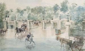 Buckingham Gate, St. James's Park - A Wet Day by Edwin Arthur Norbury