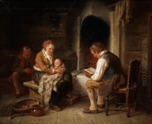 Interior With Countryfolk by Bengt Nordenberg