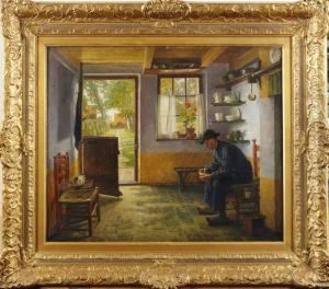 Interior Med Sittande Man by Henrik Nordenberg