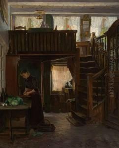 Kjokkeninterior Med Kvinne by Henrik Nordenberg