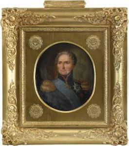 Portratt Av Karl Xiv Johan Kladd I Uniform Med Serafimerordens Bla Band - Midjebild by Carl Wilhelm Nordgren
