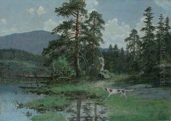 Pointer In A River Landscape - view 1