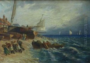 Fischer Ziehen Ein Boot An Land by Carl Norman